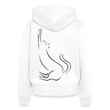 Dessin au trait de chat - Sweat à capuche zippé Premium bio Femme - blanc - Dos - AI Model Female 172 light (172cm)
