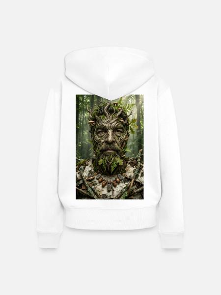 Waldgeist aus Rinde und Moos - Frauen Premium Bio Zip Hoodie - Weiß