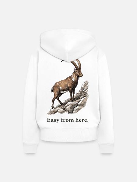 Steinbock Ab hier gemütlich - Frauen Premium Bio Zip Hoodie - Weiß