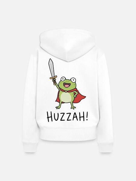 Frosch Huzzah! - Frauen Premium Bio Zip Hoodie - Weiß
