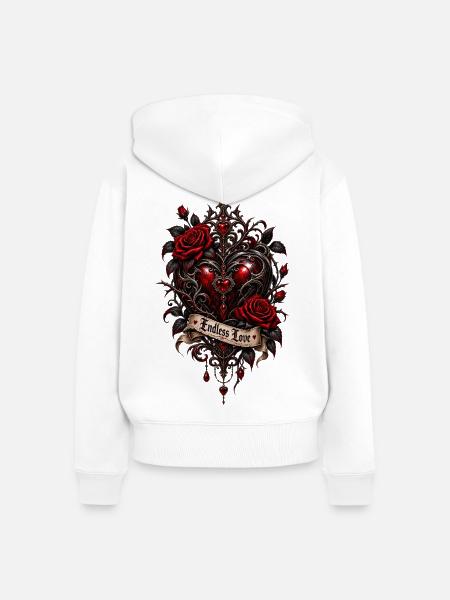 Endlose Liebe – Dunkles Gothic Herz - Frauen Premium Bio Zip Hoodie - Weiß