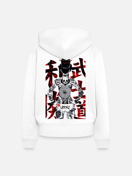 Tätowierte Frau - Frauen Premium Bio Zip Hoodie - Weiß