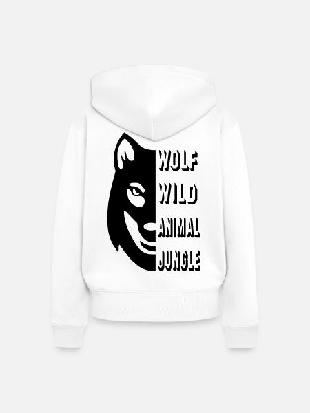 Wolf Wolves Wild Tier Animal Shirt - Frauen Premium Bio Zip Hoodie - Weiß
