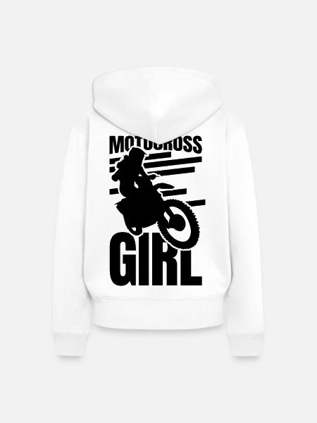 Motocross Fahrerin - Frauen Premium Bio Zip Hoodie - Weiß