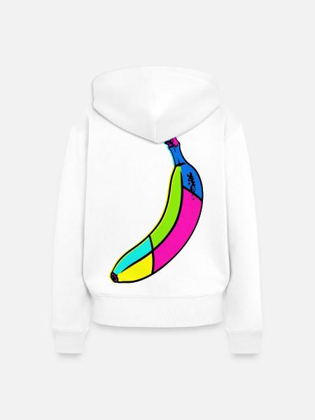 Neon Banane Pop Art Design - Frauen Premium Bio Zip Hoodie - Weiß