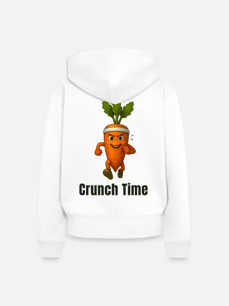 Crunch Time Karotte Held karikatur  - Frauen Premium Bio Zip Hoodie - Weiß
