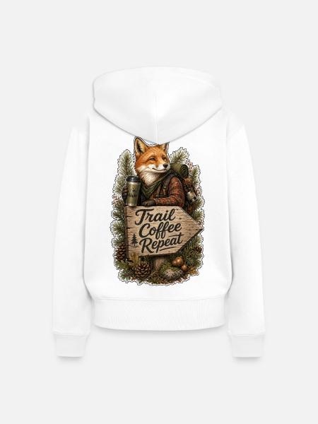 Trail Coffee Repeat Fuchs - Frauen Premium Bio Zip Hoodie - Weiß