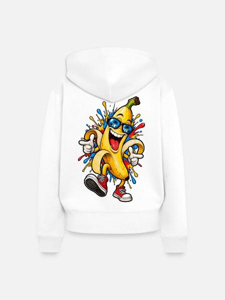 Coole Banane - Frauen Premium Bio Zip Hoodie - Weiß