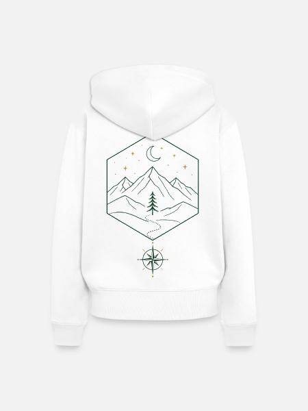 Nachtgebirge und Kompass - Frauen Premium Bio Zip Hoodie - Weiß