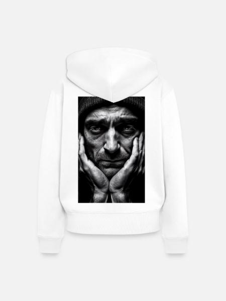 Thinking Guy - Frauen Premium Bio Zip Hoodie - Weiß