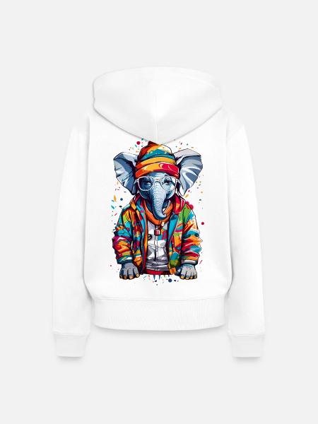 Coole Elefant - Frauen Premium Bio Zip Hoodie - Weiß