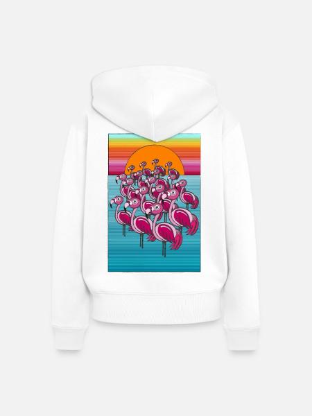 Flamingosssss - Frauen Premium Bio Zip Hoodie - Weiß