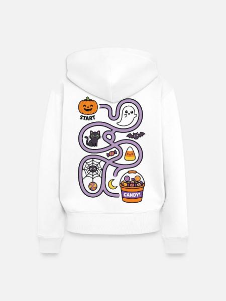 Halloween Candy Hunt Interaktives Labyrinth - Frauen Premium Bio Zip Hoodie - Weiß