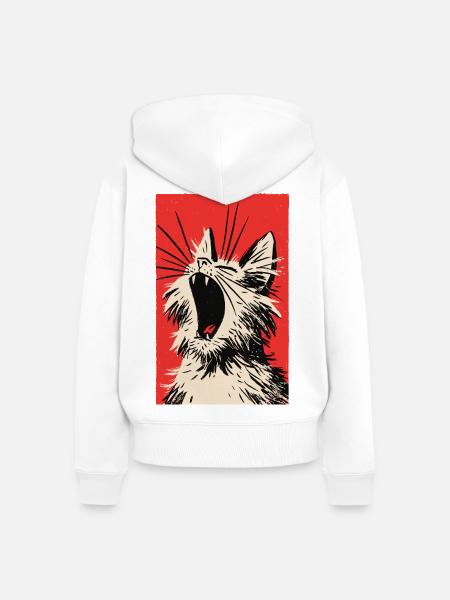 müdes Kätzchen - Frauen Premium Bio Zip Hoodie - Weiß