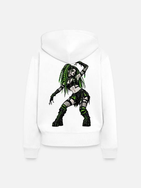 Neon-Gothic Punk Cyberlook - Frauen Premium Bio Zip Hoodie - Weiß