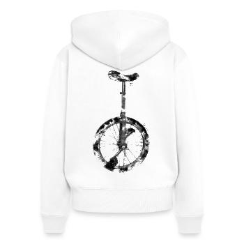 Einrad | Unicycle - Frauen Premium Bio Zip Hoodie - Weiß - Hinten - AI Model Female 172 light (172cm)