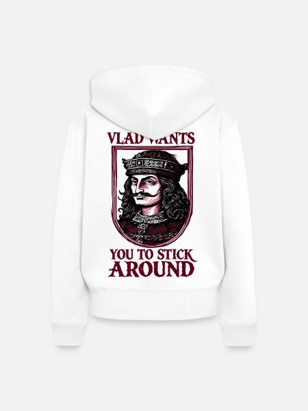 Vlad Dracula Königsportrait - Frauen Premium Bio Zip Hoodie - Weiß