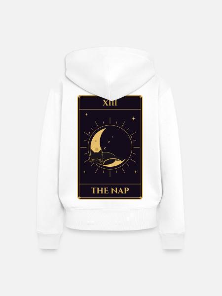 XIII Das Nickerchen-Tarot Schwarzer Katzenmond - Frauen Premium Bio Zip Hoodie - Weiß