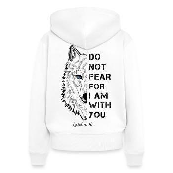Religiöses Zitat - Frauen Premium Bio Zip Hoodie - Weiß - Hinten - AI Model Female 172 light (172cm)