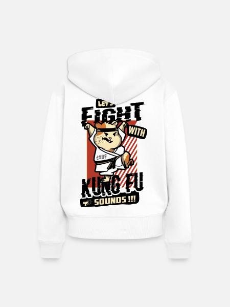 Kung Fu Hamster - Frauen Premium Bio Zip Hoodie - Weiß