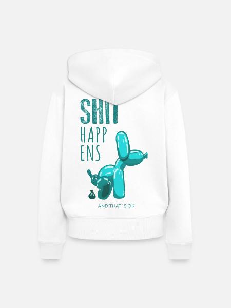 Shit happens, Ballondog - Frauen Premium Bio Zip Hoodie - Weiß