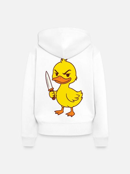 Baby Ente mit Messer - Frauen Premium Bio Zip Hoodie - Weiß