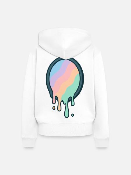 Geschmolzener Pastell-Regenbogen - Frauen Premium Bio Zip Hoodie - Weiß
