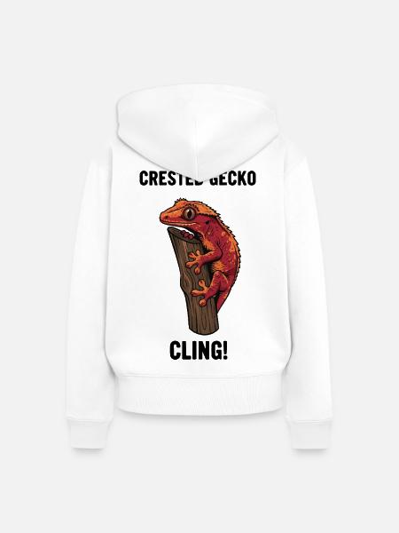 Gecko-Kreta-Kamm-Echsenzweig - Frauen Premium Bio Zip Hoodie - Weiß