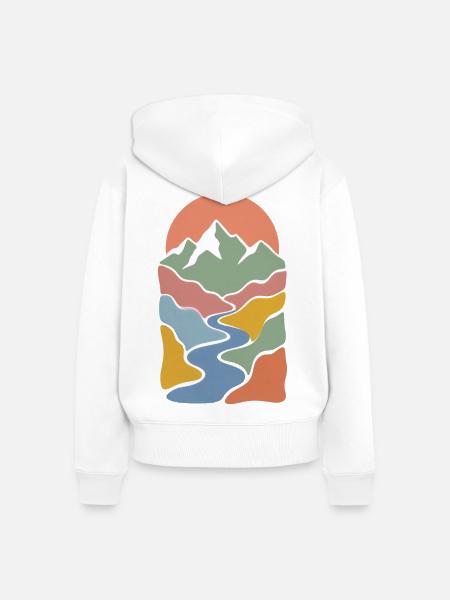 Mountain Valley - Frauen Premium Bio Zip Hoodie - Weiß