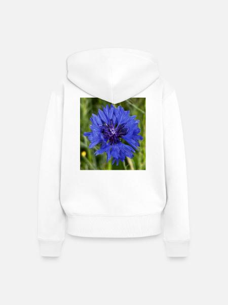 Blaue Kornblume Nahaufnahme - Frauen Premium Bio Zip Hoodie - Weiß