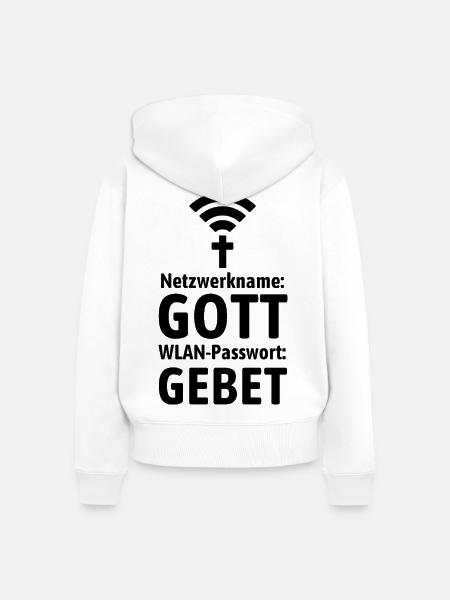 Verbinde dich mit Gott - Gebet WLAN - Frauen Premium Bio Zip Hoodie - Weiß