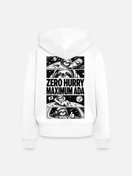 Zero Hurry Maximum Nada – Weltraumfaultier - Frauen Premium Bio Zip Hoodie - Weiß
