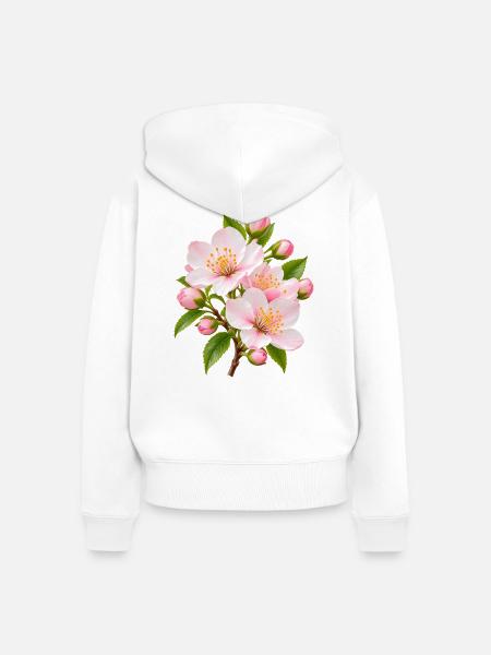 Rosa Sakura-Blüten-Strauß - Frauen Premium Bio Zip Hoodie - Weiß