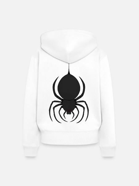 Düstere Spinne mit Roten Augen - Frauen Premium Bio Zip Hoodie - Weiß