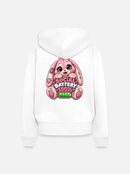 Social Battery Hoppelbunny 100% - Frauen Premium Bio Zip Hoodie - Weiß
