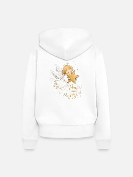 Aquarell Weihnachtsengel mit Stern - Frauen Premium Bio Zip Hoodie - Weiß