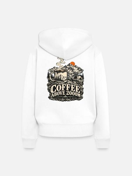 Coffee Above 2000M – Bergkaffee - Frauen Premium Bio Zip Hoodie - Weiß