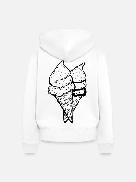 Eiswaffeln Zeichnung - Frauen Premium Bio Zip Hoodie - Weiß