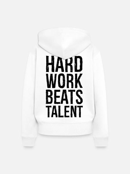 hard work beats talent - Frauen Premium Bio Zip Hoodie - Weiß