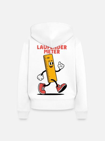 Lustiger Spruch für Kleine Laufender Meter - Frauen Premium Bio Zip Hoodie - Weiß