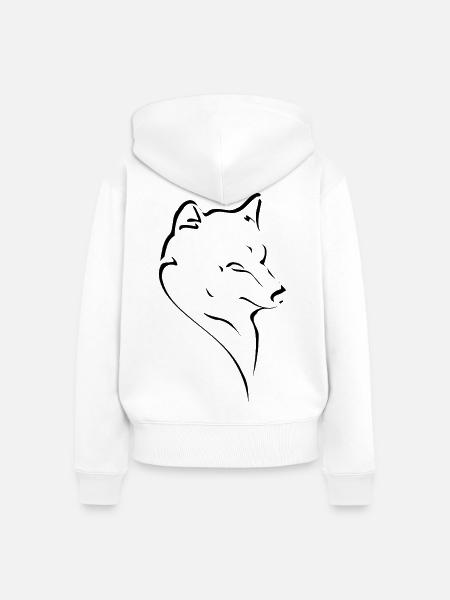 Wolfskopf Linienstudie - Frauen Premium Bio Zip Hoodie - Weiß