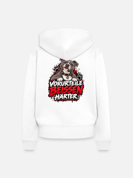 Vorurteile Beissen Härter  - Frauen Premium Bio Zip Hoodie - Weiß