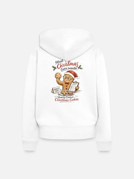 Christmas Cookie Inspector - Frauen Premium Bio Zip Hoodie - Weiß