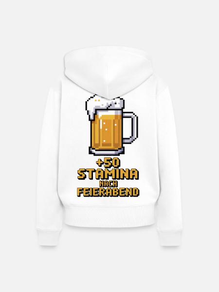 Pixelbier Feierabend Stamina - Frauen Premium Bio Zip Hoodie - Weiß