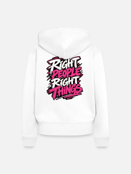 Richtige Leute, Richtige Dinge - Frauen Premium Bio Zip Hoodie - Weiß