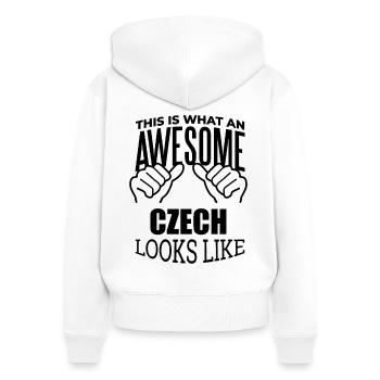 Tschechien - Frauen Premium Bio Zip Hoodie - Weiß - Hinten - AI Model Female 172 light (172cm)