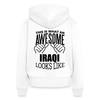 Irak Irak Irak - Sweat à capuche zippé Premium bio Femme - blanc - Dos - AI Model Female 172 light (172cm)