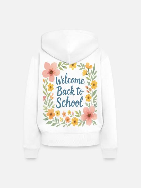 Blumendesign für den Schulanfang - Frauen Premium Bio Zip Hoodie - Weiß