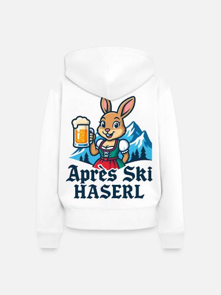 Apres Ski Haserl Dirndl Bier - Frauen Premium Bio Zip Hoodie - Weiß