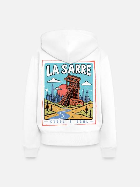 Saarland - La Sarre Stahl & Seele - Frauen Premium Bio Zip Hoodie - Weiß